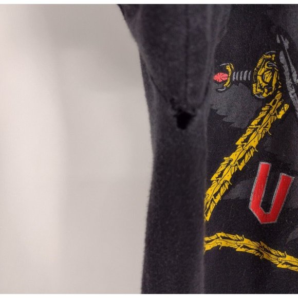 HUF Pentagram (BACK) Swords Weed Leaf Satan Skate Faded Black T-Shirt Mens M - Picture 6 of 7